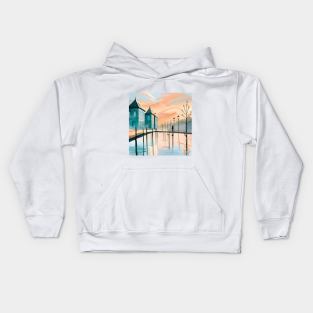 Girl walking Abstract pastel Watercolor painting Kids Hoodie